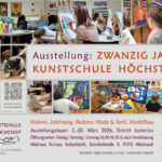 Plakat A3 quer x 20J Kunstschule Ausstellung